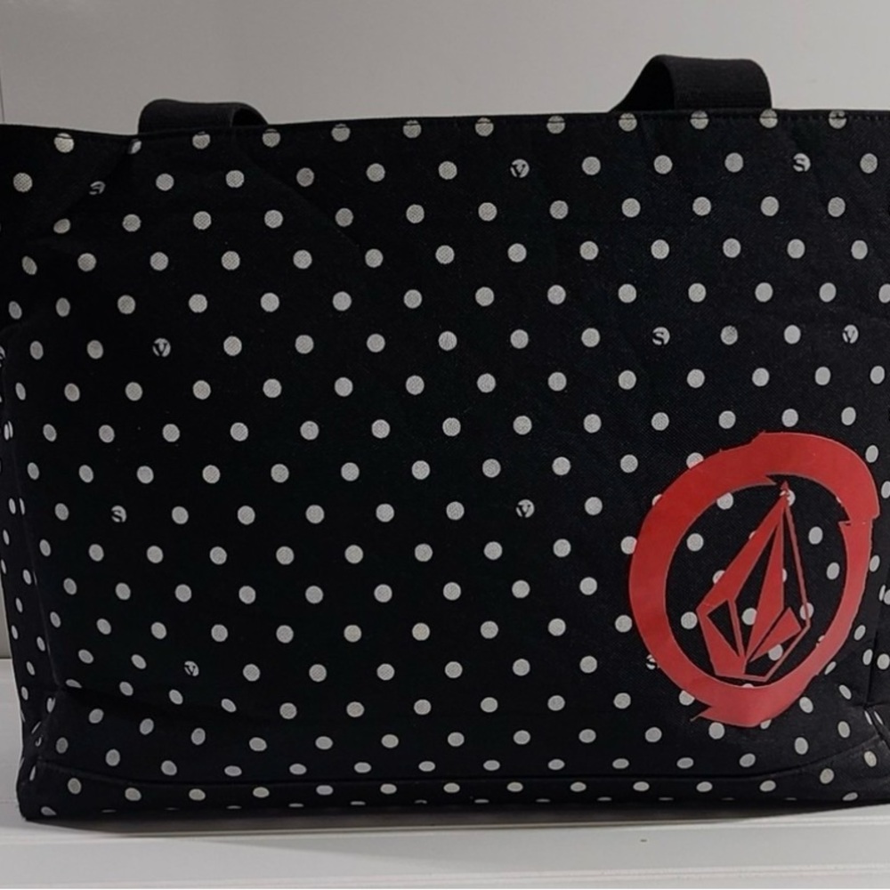 Volcom Black and White Polka Dot Dramamine Carry On Tote